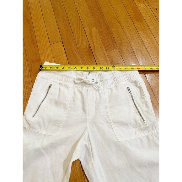 Athleta Cabo Linen Joggers Pants Womens Size 8 Petite White Zip Pockets Pull On - Picture 8 of 15